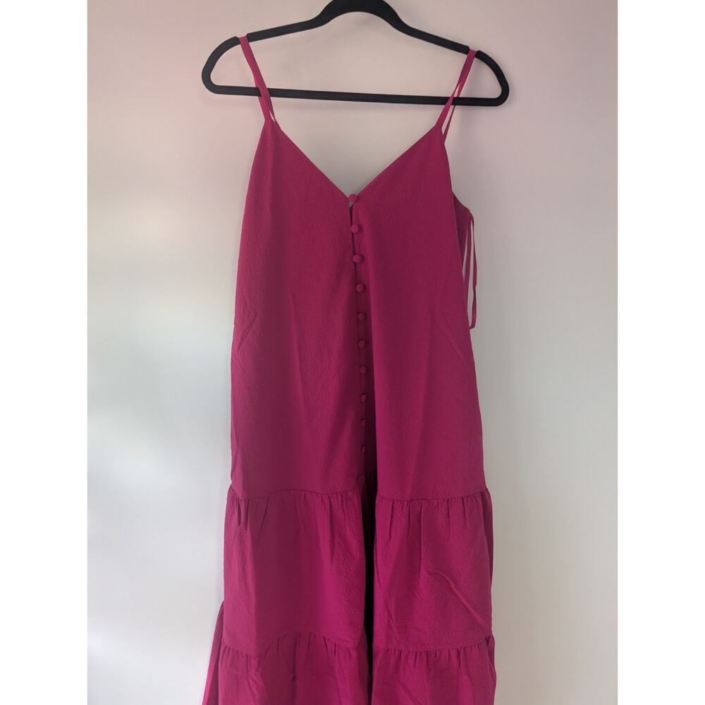 NWT Ted Baker Luaan Button Through Cami Midi Dress Ted 1 /US 4 Dark Pink 9HA77 - Picture 4 of 12